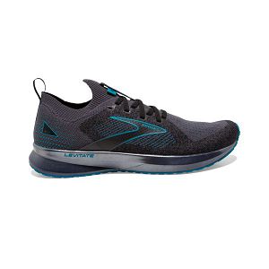 Brooks Levitate StealthFit 5 Road Running Shoes - Mens, Black/Turquoise | IE-GVS365412